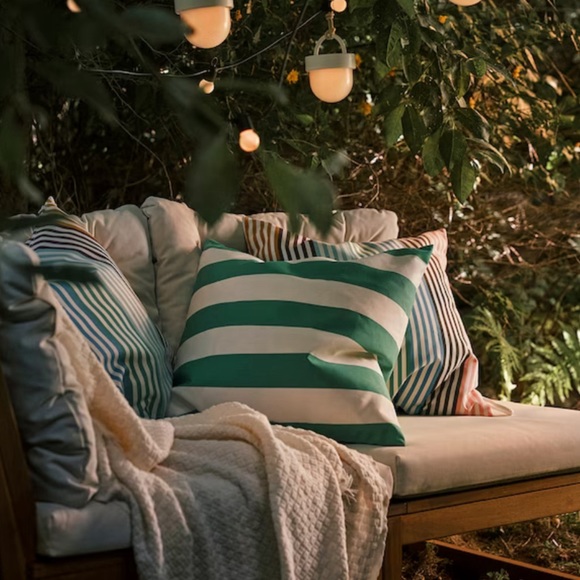 IKEA Cushion Cover GULLBERGSO (Green & White, 20x20”) - Picture 3 of 4